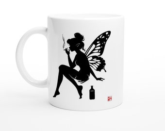 Taza Rebel Fairy 11oz cerámica blanca