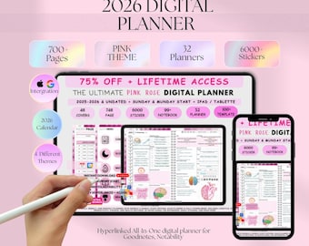 2026 digital planner goodnotes, digital planner goodnotes, 2026 Planner, Daily Planner, Weekly Planner, Monthly Planner, iPad Planner