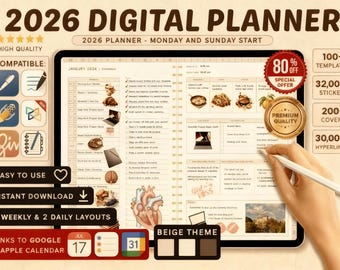 2026 Digital Planner, Weekly Layout, Goodnotes (PLR Option)