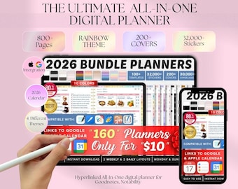 All-In-One Digital Planner 2026, 2027, 2028 Digital Planner, Digital Journal, Digital Goodnotes Template, Weekly, Daily Planner, Notability