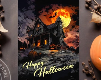 Haunted House Halloween Card: Spooky Stationary, Handmade
