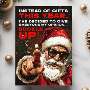 Adult Christmas Card | Sarcastic Holiday Card | Funny Santa Card | Handmade Greeting Card with Envelope