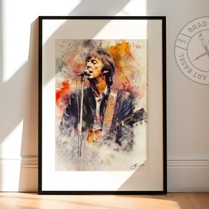 Paul McCartney Watercolor Art Print or Canvas by Brad Fanshaw