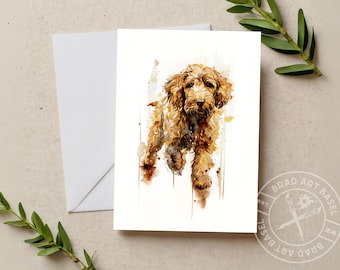 Labradoodle Watercolor Dog Art Greeting Card