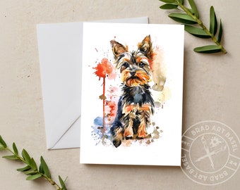 Yorkshire Terrier Greeting Card | Yorkie Note Cards | Watercolor dog art Stationary | Pet Sympathy Card