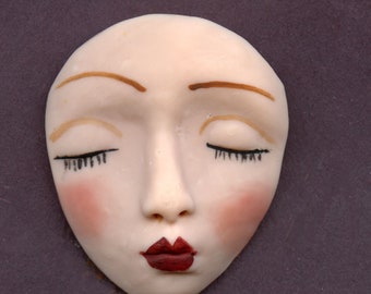 NEW !!  Polymer Clay Angel Face Cab  AB 15   1 3/4" Long  x  1 1/24" wide  AB 15