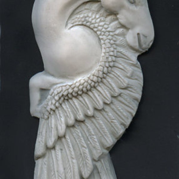 Polymer Clay Faux Marble Pegasus/Unicorn   Cab Textured and Highlighted PAG 2