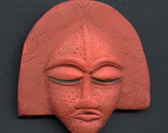 New !  Art  Doll Face  Polymer Clay Cinnamon  Tribal  Cab  1 7/8 "  x 1 3/4"    ATRC 4