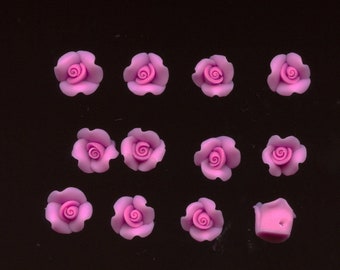 A Lot of Clay Flower beads One Dozen Light Pink side drilled 10 mm A 1