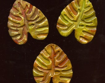 Polymer Clay Leaf Lot of 3   Alcohol Inked  ALF 5