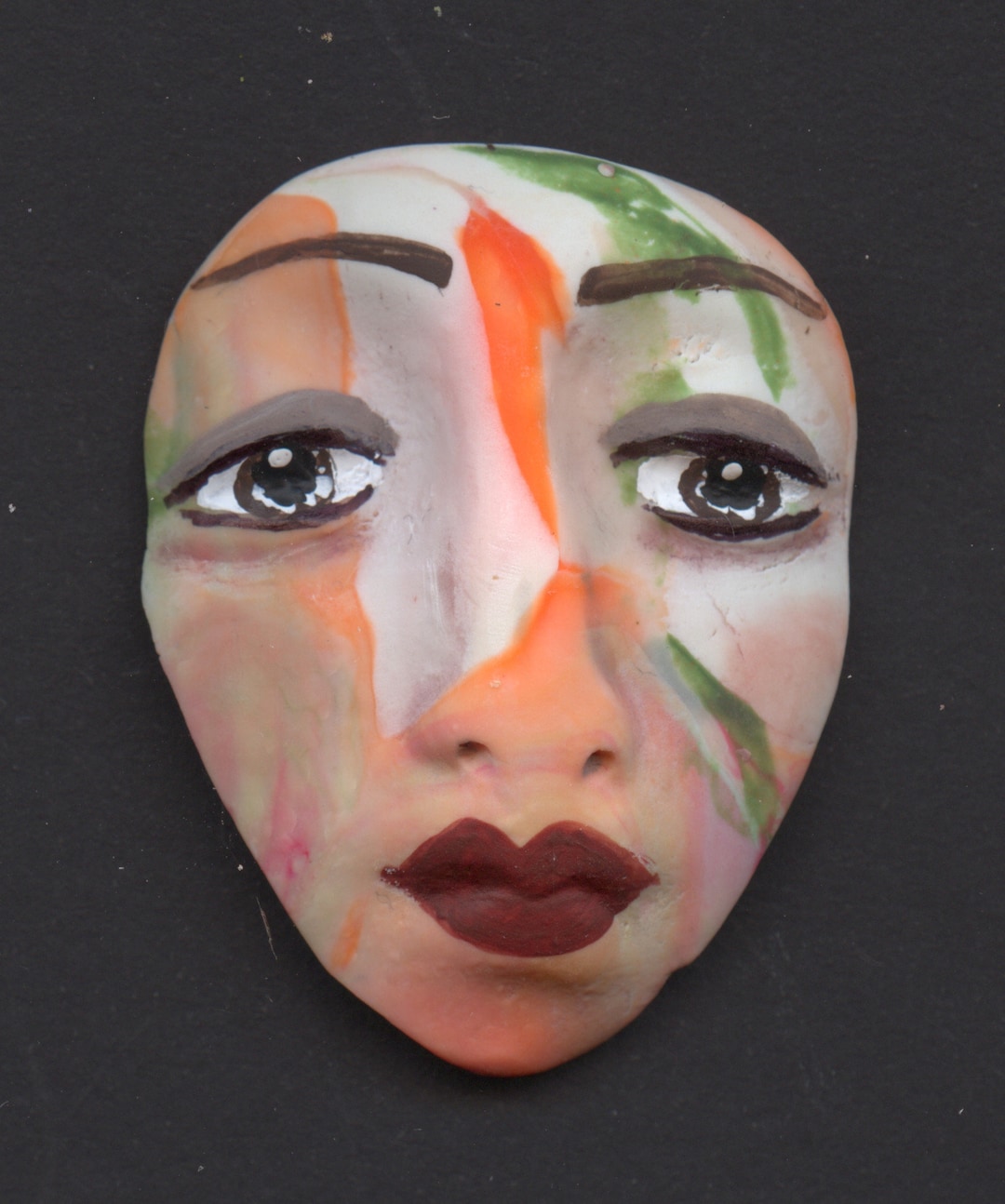 Polymer All Clay Abstract Face Detailed Brown Eyed Art Doll Etsy