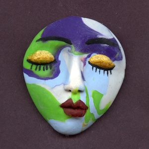 Polymer Clay Swirled clay  Face Cab    1 3/4&quot; x  1 1/4&quot;  A 116