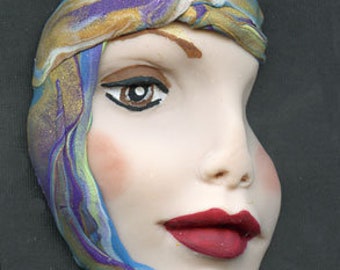 Polymer Clay One Of A Kind  Detailed  Abstract Caned  Face Shard  CNSH 6