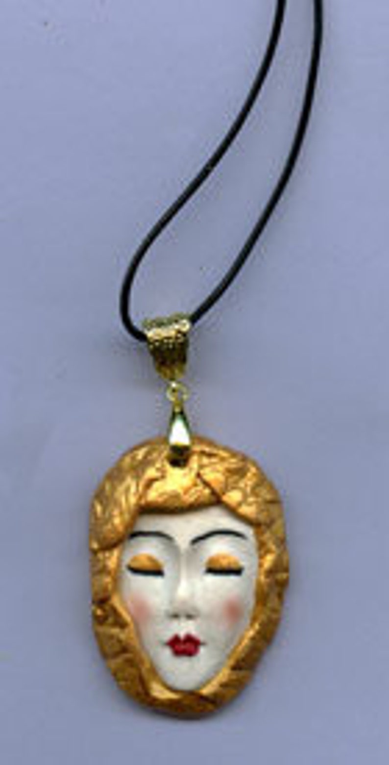 Polymer Clay Golden Asian Ready to wear necklace ASGN 1 image 1