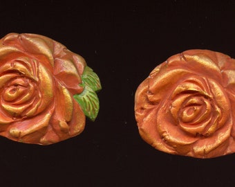 A Pair of Polymer Clay Rose components AB 3