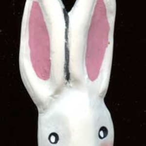 Polymer Clay Rabbit White and detaled 2 1/4" long x 1 1/8" wide across the ears. BN 4