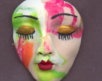 Cabujón facial de arcilla polimérica con remolinos – Componente para muñeca artística A 200