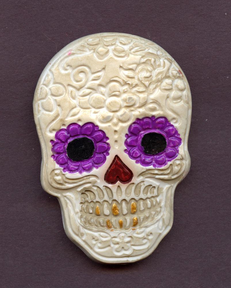 Polymer Sugar Skull  Art Doll Face Cab AAH 1