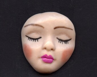 Nouveau !! Visage en argile polymère 1 1/4 « x 1 1/8 » Poupée d’art détaillée Child Face Cab ACH 3