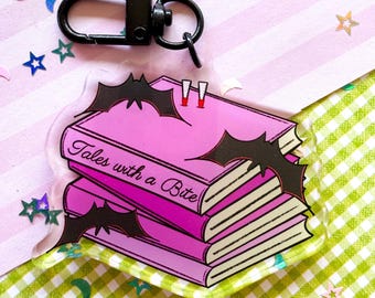 Book Keychain, Vampire Romance, Tales With a Bite, Bookish Keychain, Fantasy Keyring, Book Lover Gifts, Bookish Accessories