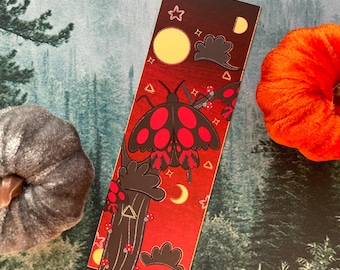 Mothman Bookmark, Spooky Cottagecore Cryptid Book Accessory