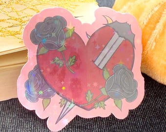 Vampire Sticker, Heart and Rose, Dark Romance, Vampire Romance B-Grade Reader Sticker, Laptop Sticker, Kindle Stickers, Bookish Reading Gift