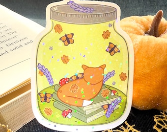 Romantasy Sticker, Fox Fantasy Jar Glitter Sticker, Reader Sticker, Kindle Stickers, Book Stickers, Bookish Merch, Reading Gift