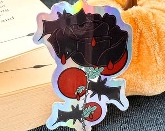 Vampire Sticker, Rose Bats And Moons, B-Grade, Reader Sticker, Kindle Sticker, Book Stickers, BookishGifts, Book Lover, Reading Gift