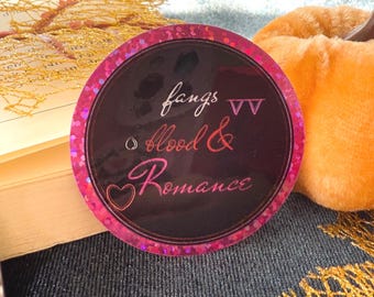 Vampire Sticker, Fangs, Dark Romance Glitter B-Grade Reader Sticker, Book Stickers, Kindle Stickers, Reading Gifts, Bookish, Book Lover Gift