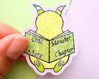 Book Sticker, Monster With Book, Monster Romance, Kindle Sticker, Bookish Sticker, Book Lover, Kindle Case Decor, Gift for Readers