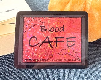 Vampire Blood Cafe Sticker, Book Lover Glitter Vinyl
