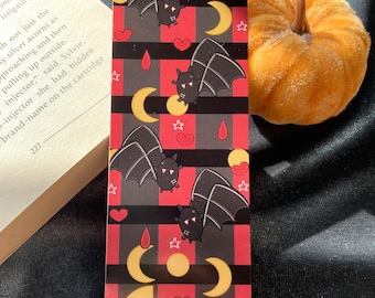 Vampire Bat Bookmark, Gothic Moon, Bookworm Gift