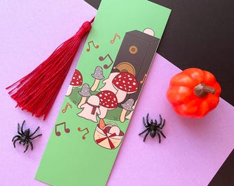 Ghost Party Bookmark, Spooky Mushroom, Cottagecore Page Marker