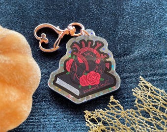Dark Romance Book Keychain, Holographic Acrylic Bookish Gift