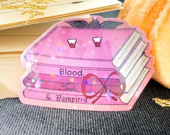 Holographic Vampire Book Sticker, Dark Romance Reader Gift