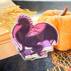 Dragon Sticker, Dragon’s Library, Holographic, B-Grade, Romantasy, Reader Sticker, Bookish Sticker, Kindle Sticker, Book Lover Reading Gift