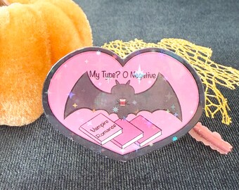 Vampire Sticker, Bat and Books, Dark Romance, Holographic, B-Grade, Reader Sticker, Kindle Sticker, Book Stickers, Love Reading Bookish Gift