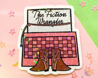 Cowboy Romance Sticker, Kindle Sticker, The Fiction Wrangler, Vinyl Bookish Sticker, Cowboy Books Sticker