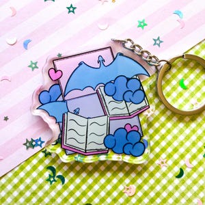Bookish Keychain, Dragon and Clouds, Romantasy Keychain, Book Keychain, Fantasy Keychain, Fantasy Keyring, Bookworm, Bookish Gift