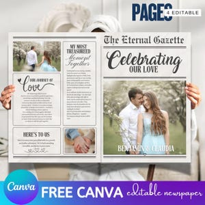 Wedding Anniversary Newspaper Template, 1 Year Anniversary Gift For Boyfriend And Girlfriend, First Wedding Anniversary newspaper template