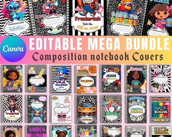 35 Composition Book Cover Mega Bundle, Canva Composition Notebook Design, Custom Composition Notebook, Composition Book Cover