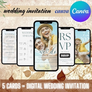 Digital Wedding Invitation Template - Clickable RSVP - Online Registry Form - Customizable Design Web - Trackable RSVP Online Registry Form