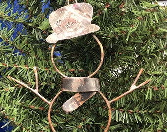 Copper Snowman Ornament