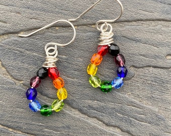 Rainbow Oval Drop Earrings
