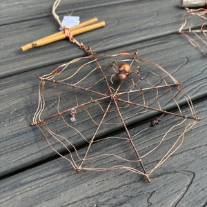 Copper Spider Web, Indoor-Outdoor Garden Hanging Decoration