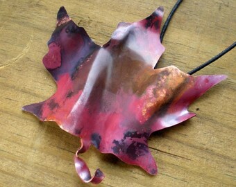 Copper Maple Leaf Christmas Holiday Ornament