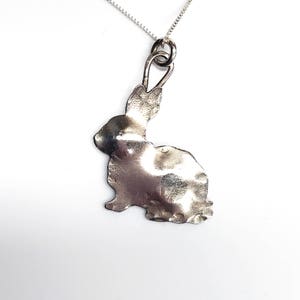 Bunny Rabbit Pendant, Sterling Silver, Pet Bunny Charm Necklace