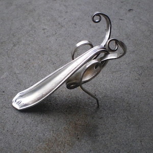 Good Luck Cricket Sculpture Recycled Vintage Silverplated Fork