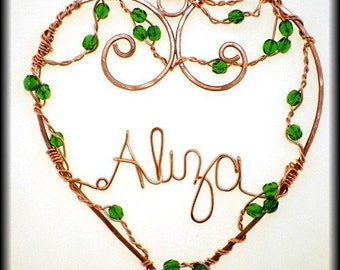 Copper Personalized Custom Name Ornament, Heart