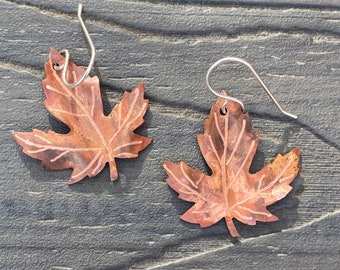 Copper Maple Leaf Earrings